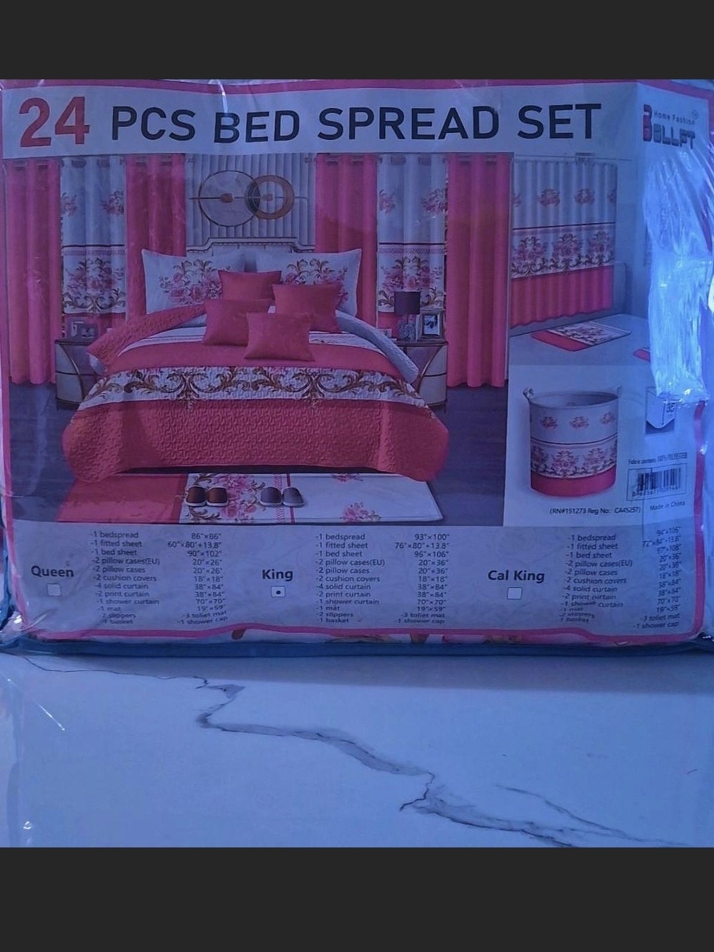 24-Piece Pink Bedspread Set with Floral Accents - Home Bedding
